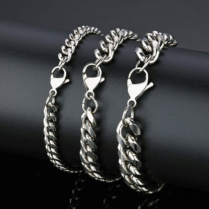 4-9 mm Faceted Polished Cuban Hip Hop Bracelet with Stainless steel Base - CHA163