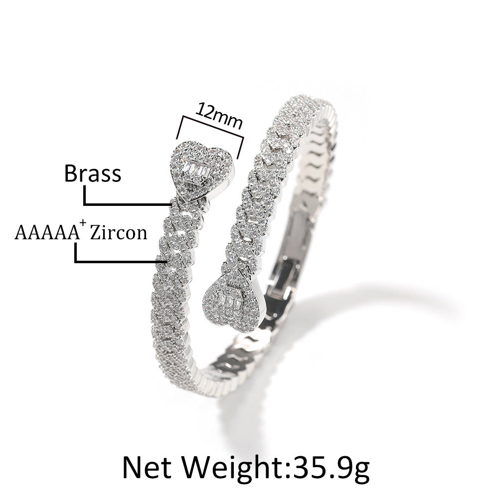 Iced Out Cubic Zirconia Chain Bracelet for Women – Statement Copper Bracelet in Gold, Silver & Rose Gold, 8 Inch