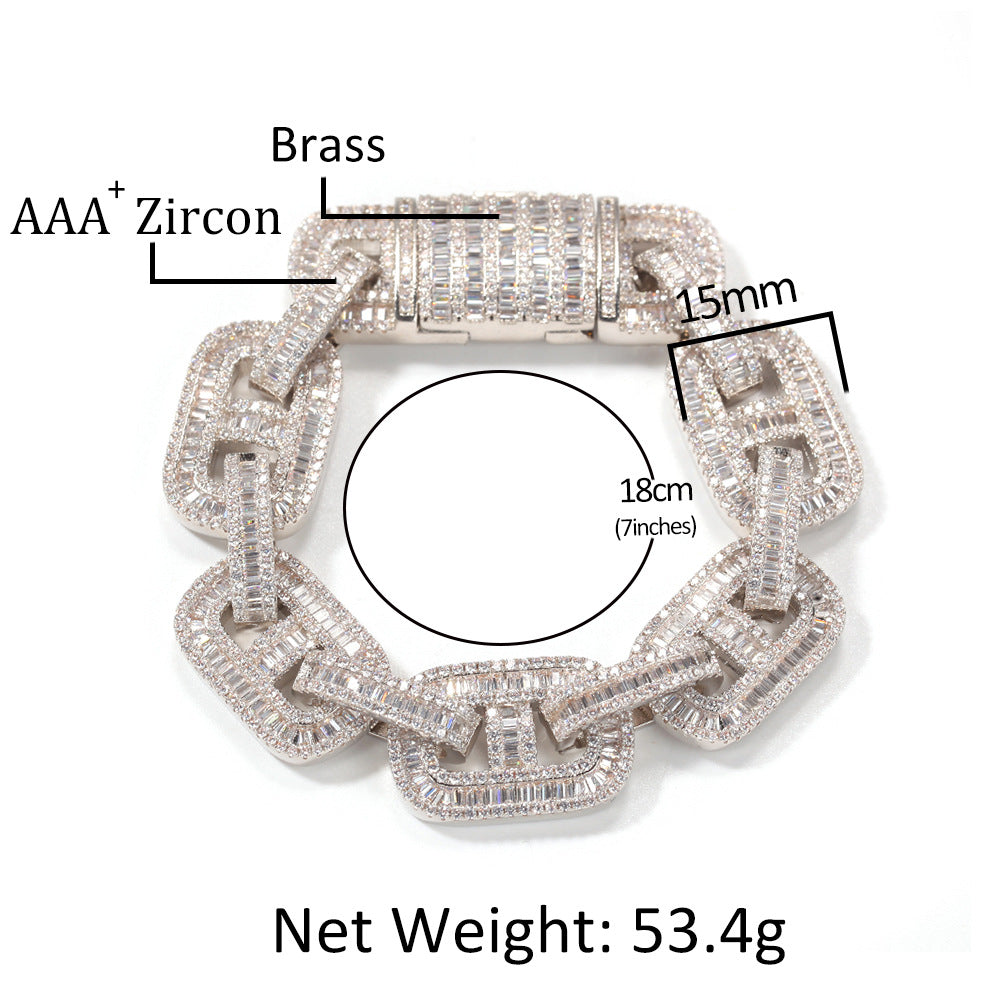 Iced Out Cuban Link Bracelet with Cubic Zirconia for Women & Men - Statement Hip Hop Chain Bracelet
