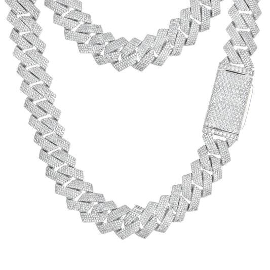 Iced Out Cuban Link Chain Necklace for Men & Women - Geometric Hip Hop Cubic Zirconia Pendant Chain alternate product image