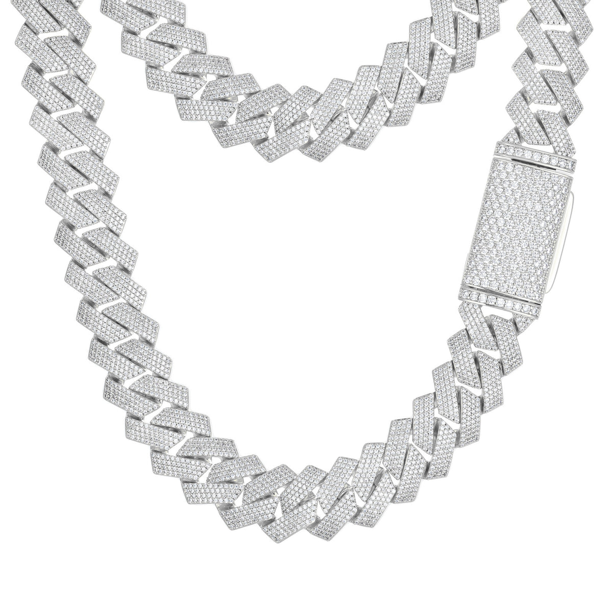 Iced Out Cuban Link Chain Necklace for Men & Women - Geometric Hip Hop Cubic Zirconia Pendant Chain product image
