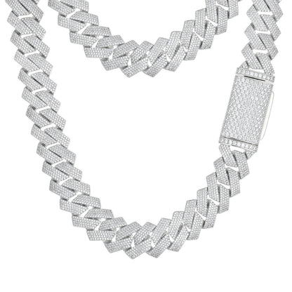 Iced Out Cuban Link Chain Necklace for Men & Women - Geometric Hip Hop Cubic Zirconia Pendant Chain