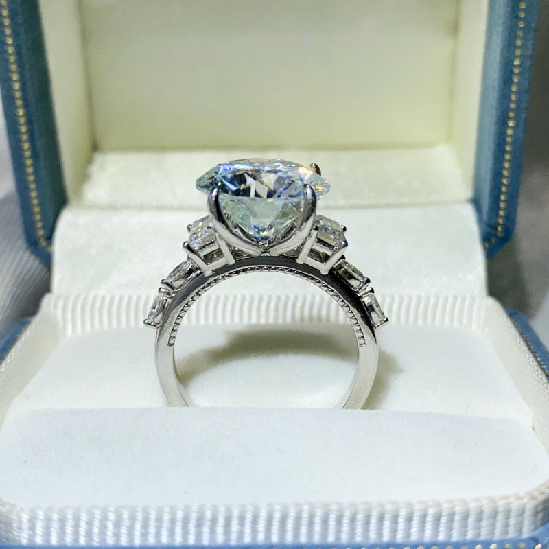 Geometric Halo Moissanite Ring for Women, 5 Carat & 8 Carat Color Stone Engagement Ring product image