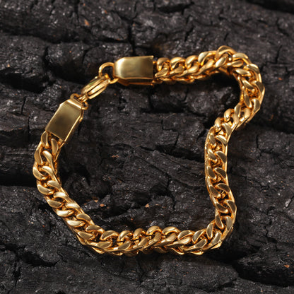 Unisex Stainless Steel Chain Bracelet – Gold Plated Trendy Statement Link Bracelet