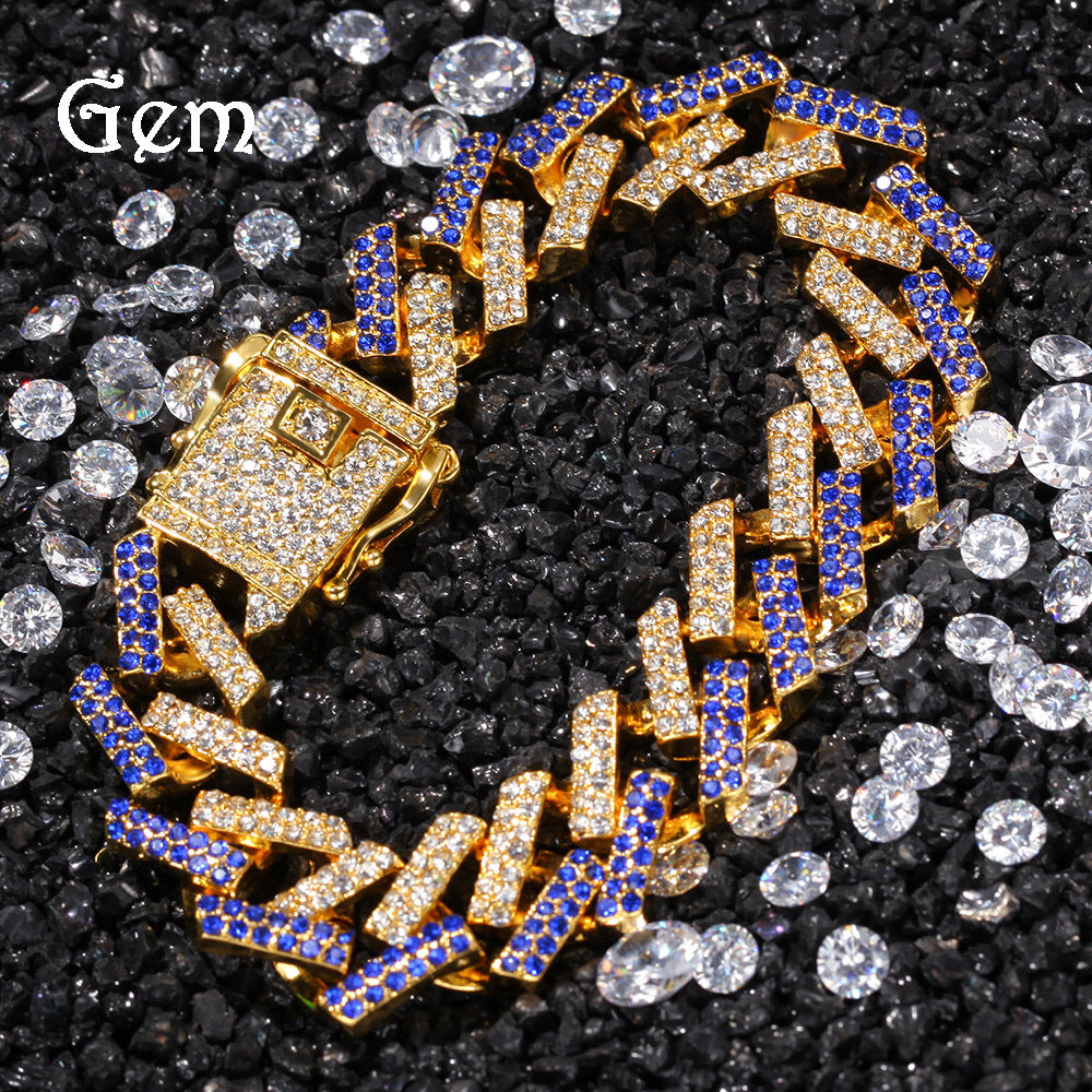 Unisex Iced Chain Link Bracelet 8 Inch Gold Silver Black Blue Statement Jewelry product image