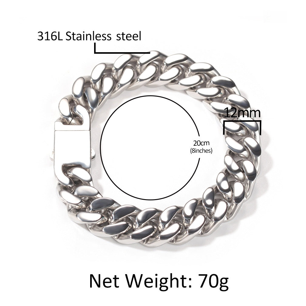 Men’s Stainless Steel Curb Chain Bracelet – Minimalist Line Design, Gold Plated or Silver Tone, 7 Inch & 8 Inch