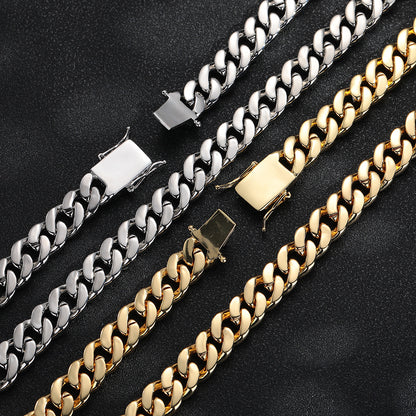 12mm Iced Out Cuban Link Chain Necklace & Bracelet, Pavé CZ Hip Hop Jewelry