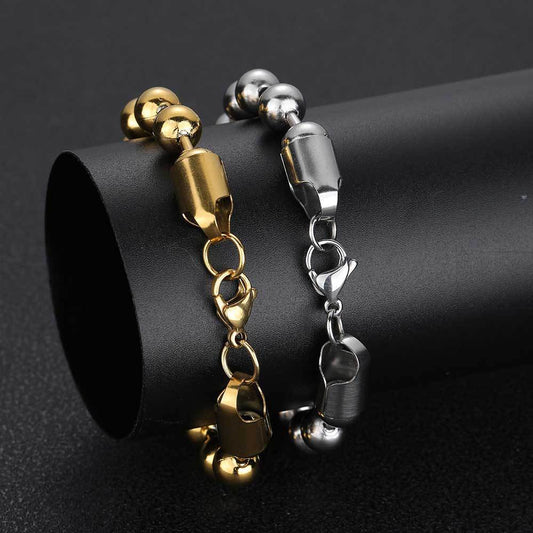 8 mm Polished Ball Chain Hip Hop Necklace or Bracelet with Stainless steel Base - CHA050 alternate product image