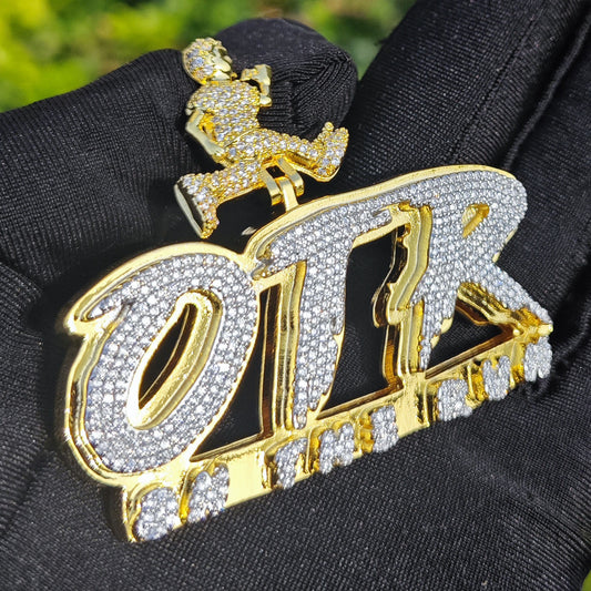 Iced Out Letter Pendant Necklace for Men