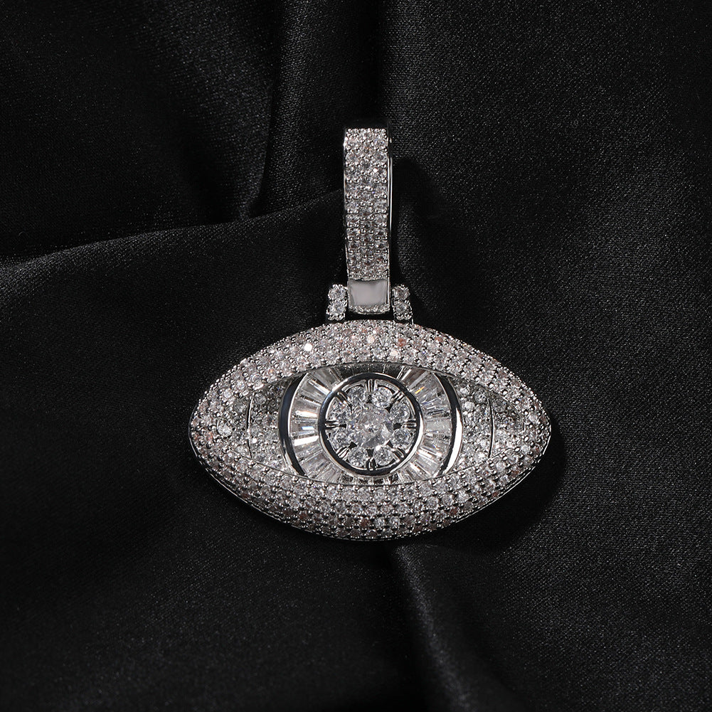 Iced Evil Eye Pendant Necklace for Women with Cubic Zirconia, Gold Plated or Silver Plated Statement Chain Necklace product image