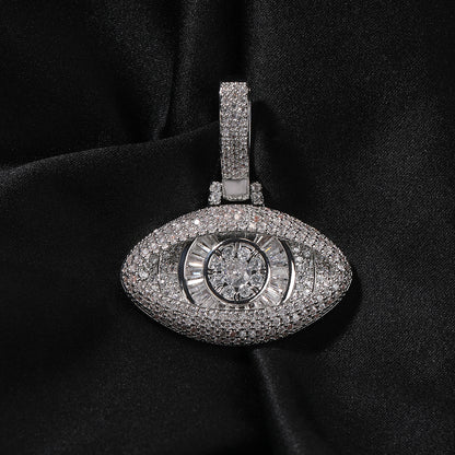 Iced Evil Eye Pendant Necklace for Women with Cubic Zirconia, Gold Plated or Silver Plated Statement Chain Necklace