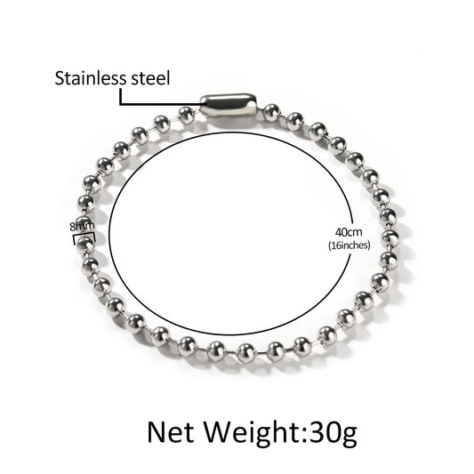 Stainless Steel Heart Pendant Beaded Chain Necklace for Women – Polished Trendy Statement Jewelry
