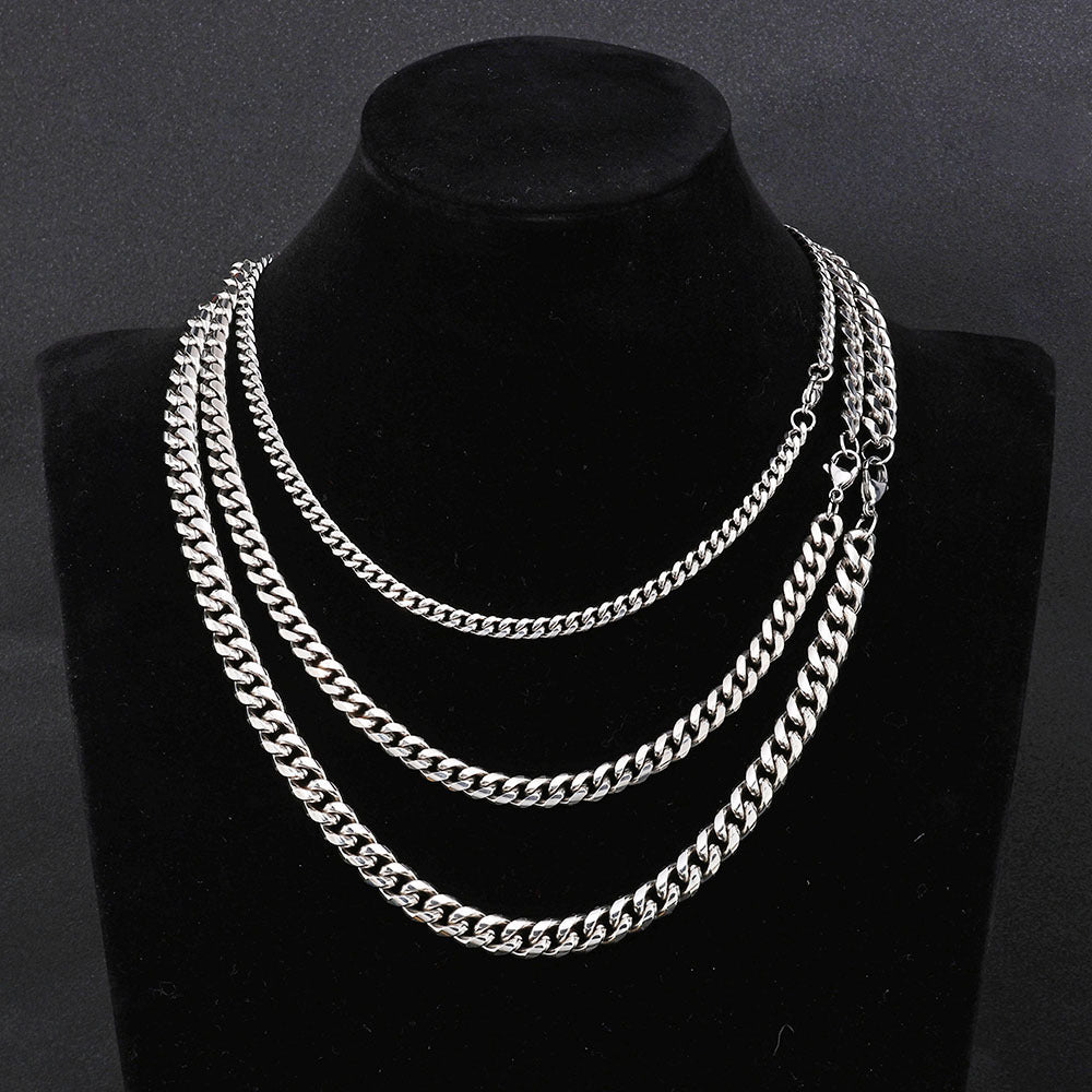 4-9 mm Polished Rounded Cuban Hip Hop Necklace with Stainless steel Base - CHA163 product image