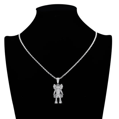 Hip Hop Punk Fashion Cubic Zirconia Pendant Necklace for Men and Women