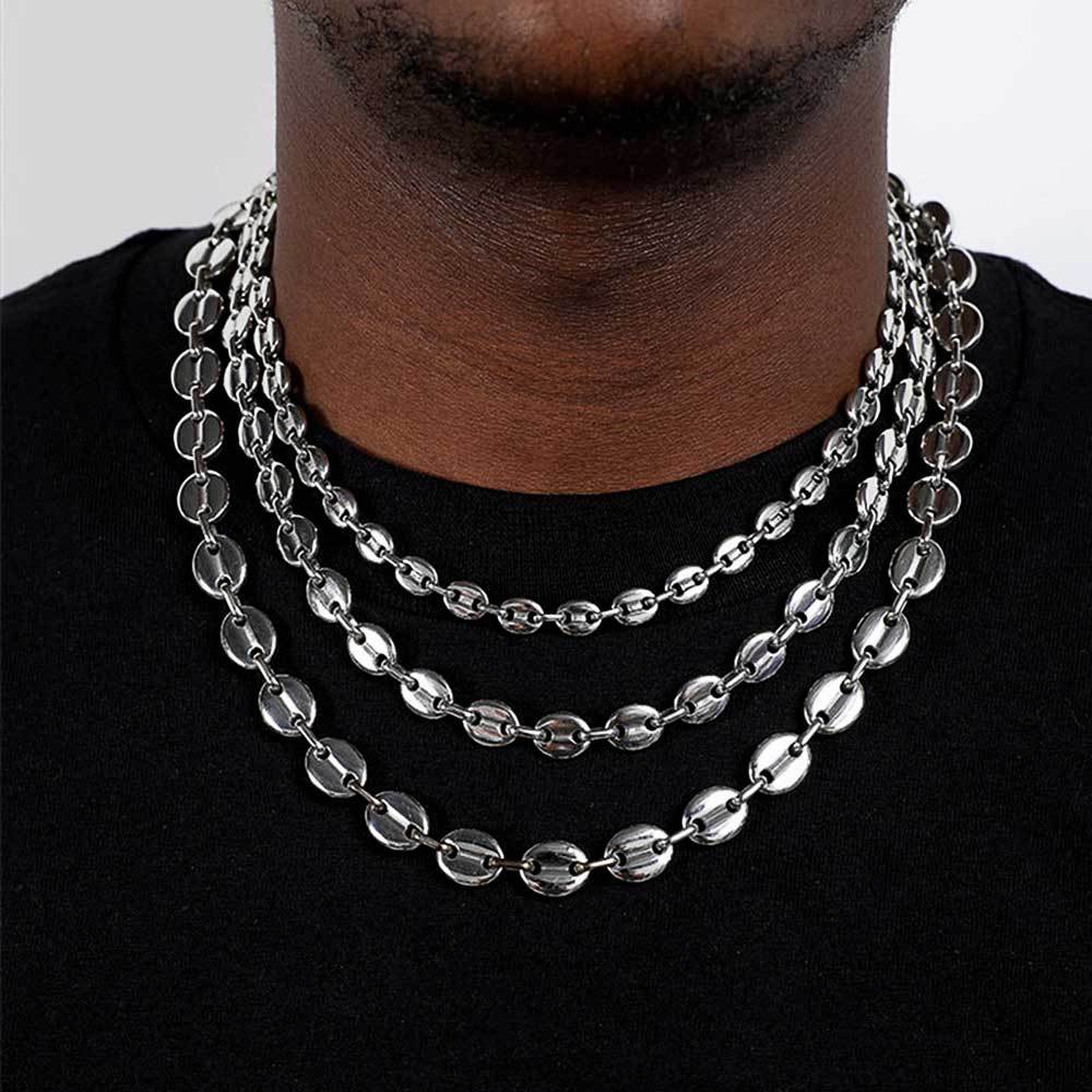 5-11 mm Polished Mariner Link Hip Hop Necklace with Stainless steel Base - CHA028 product image