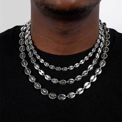 5-11 mm Polished Mariner Link Hip Hop Necklace with Stainless steel Base - CHA028