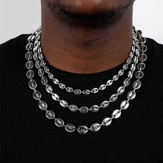 5-11 mm Polished Mariner Link Hip Hop Necklace with Stainless steel Base - CHA028 alternate product image