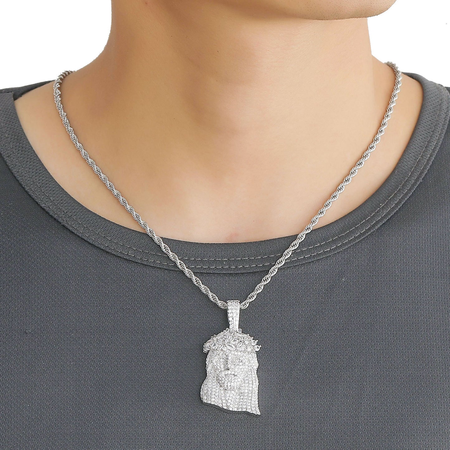 Hip Hop Vintage Fashion Cubic Zirconia Pendant Necklace for Men and Women