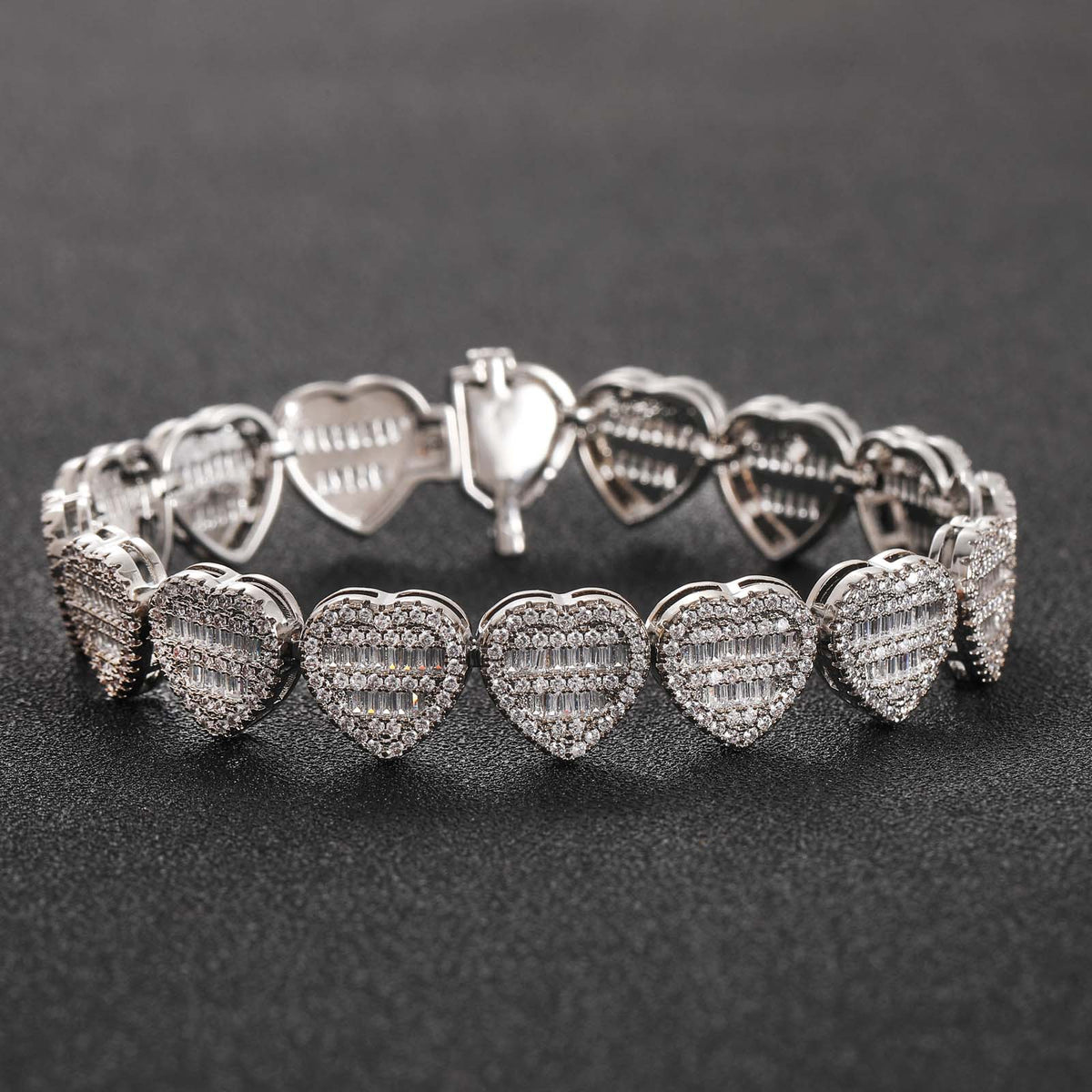 Hip Hop Heart Cubic Zirconia Bracelet for Men and Women product image