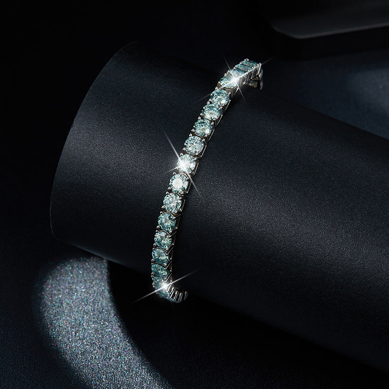 925 Silver Moissanite Tennis Bracelet, Blue Green Full Circle Bracelet for Everyday Wear and Gifts product image