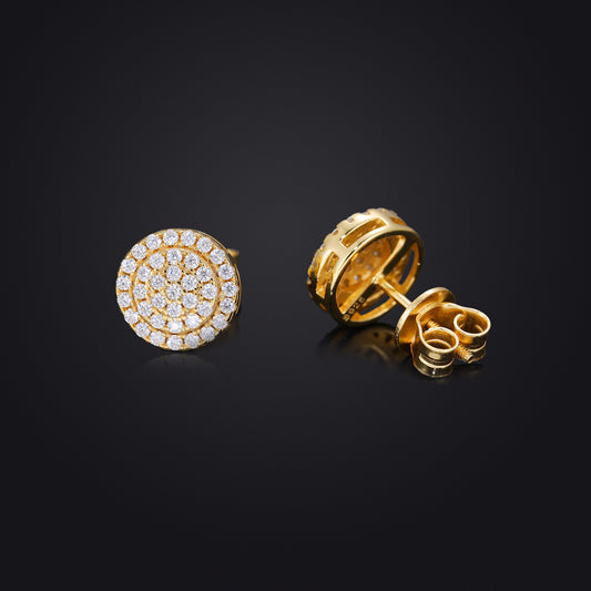 925 Silver Round Moissanite Stud Earrings for Men and Women - Iced Out Hip Hop Geometric Earrings alternate product image