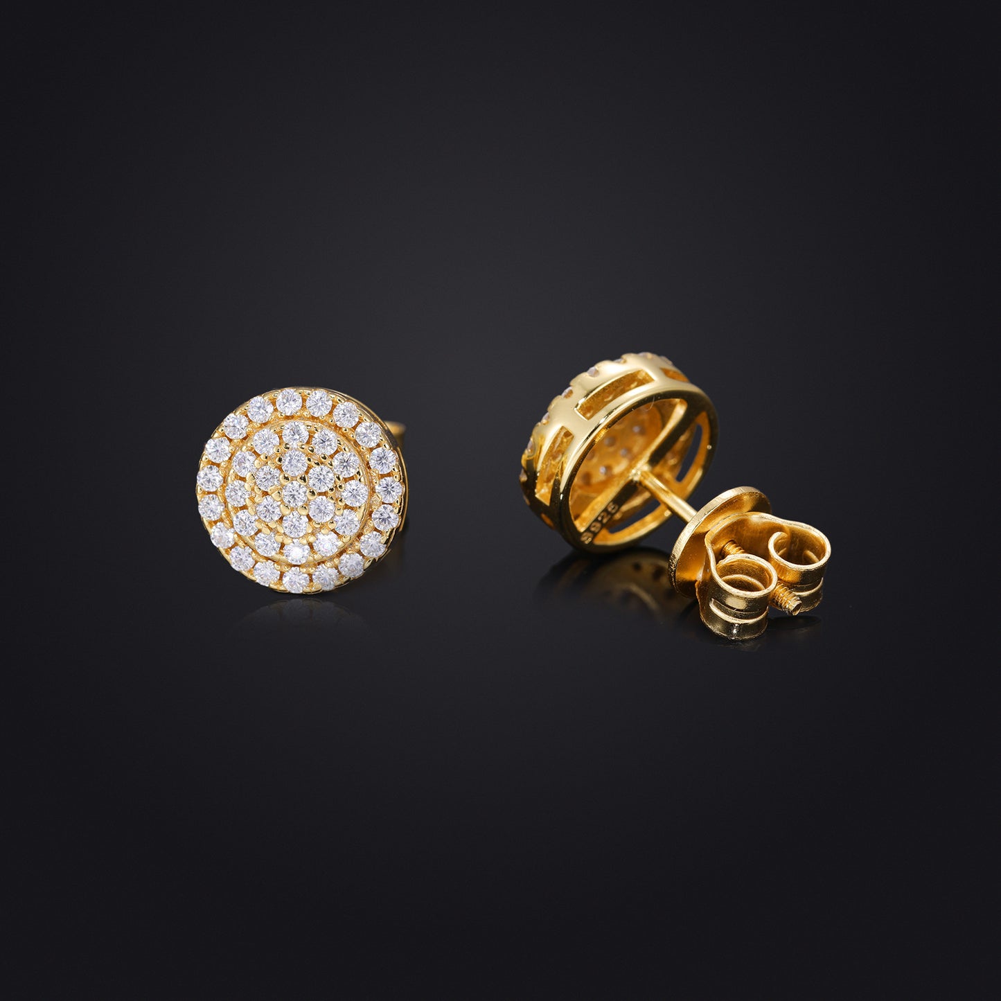 925 Silver Round Moissanite Stud Earrings for Men and Women - Iced Out Hip Hop Geometric Earrings product image