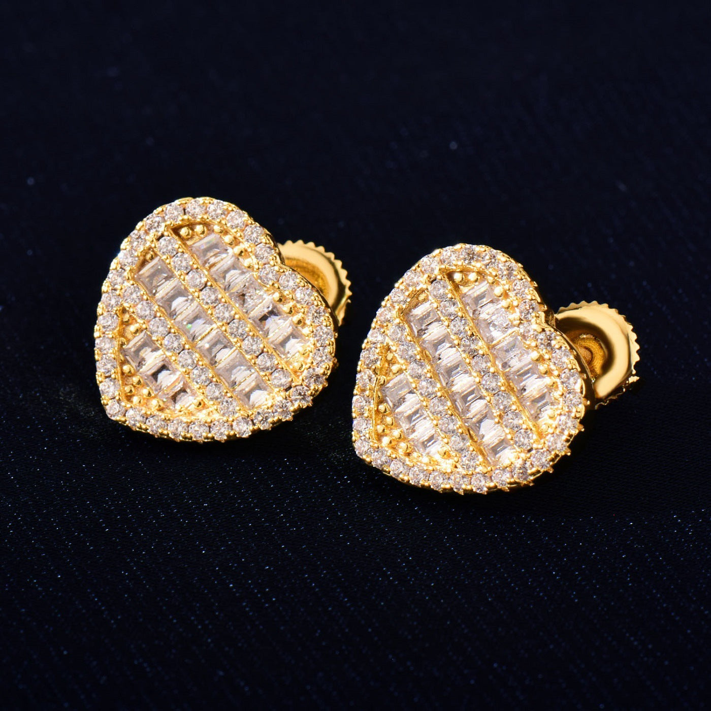 Unisex Iced Heart Stud Earrings Gift