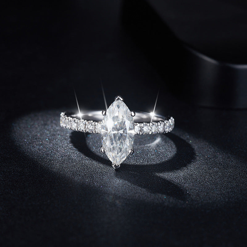 2 Carat Marquise Moissanite Engagement Ring for Women, Pave Band product image