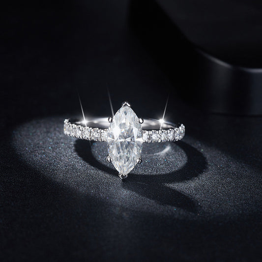 2 Carat Marquise Moissanite Engagement Ring for Women, Pave Band alternate product image
