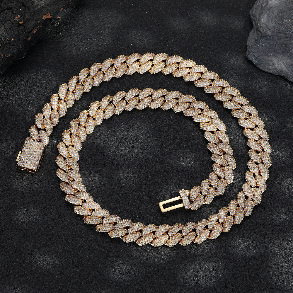 14mm Cuban Link Chain Necklace & Bracelet, Iced CZ, Unisex product image
