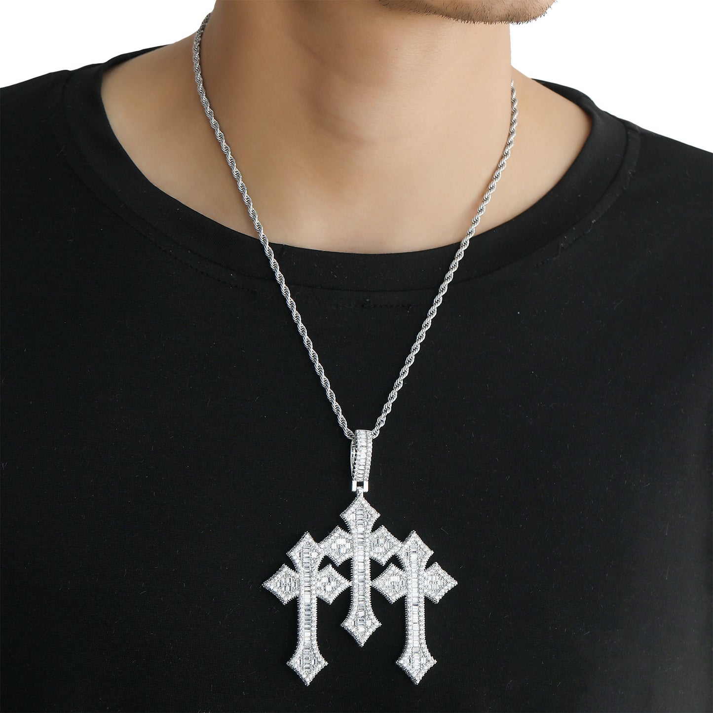 Vintage Cross Copper Pendant Necklace for Men and Women