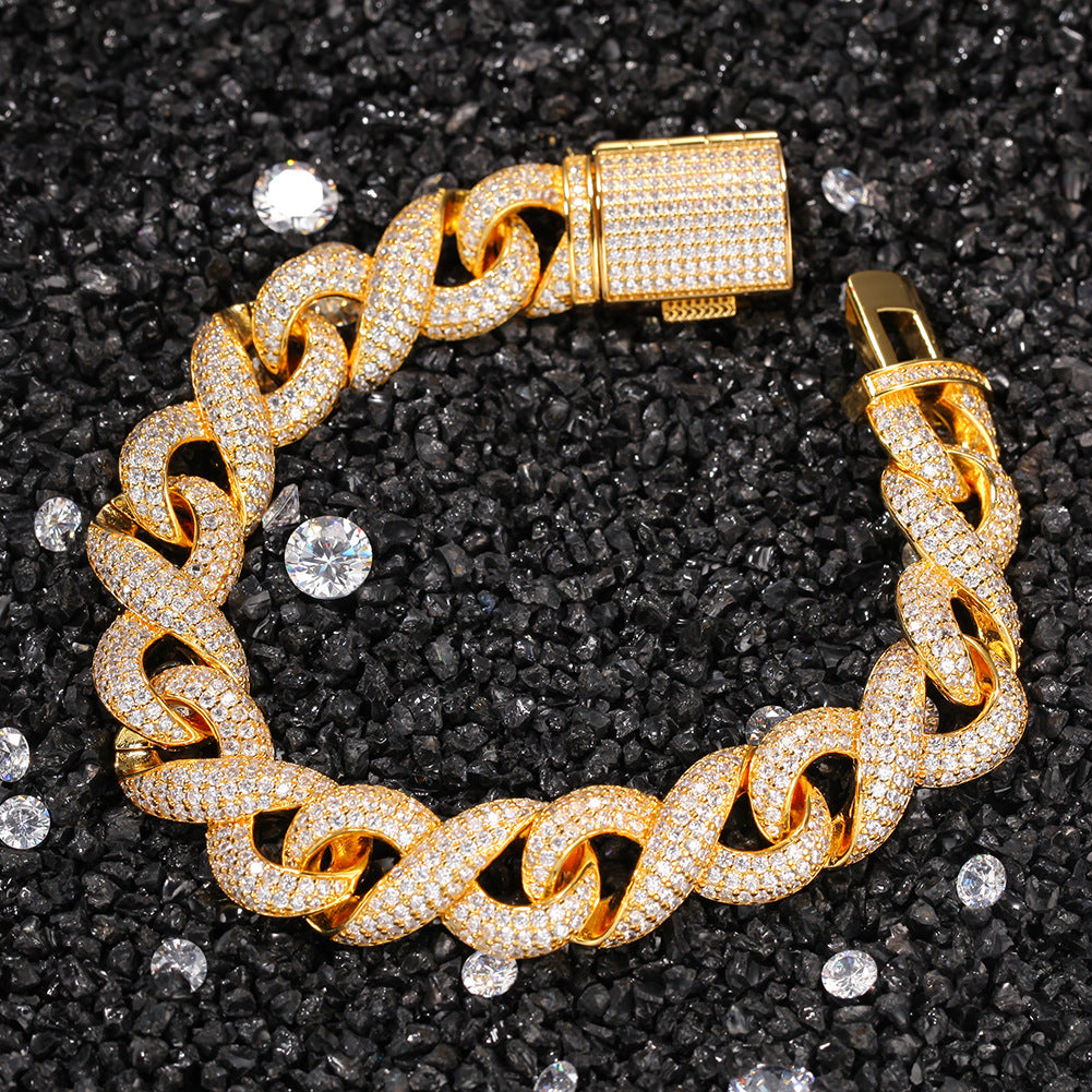 Iced Cuban Link Bracelet for Women & Men - Gold Plated or Silver Plated Line Design Statement Chain Bracelet