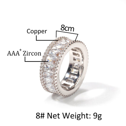 Unisex Round Band Cubic Zirconia Ring in Gold or Silver Color - Statement Stackable Fashion Ring