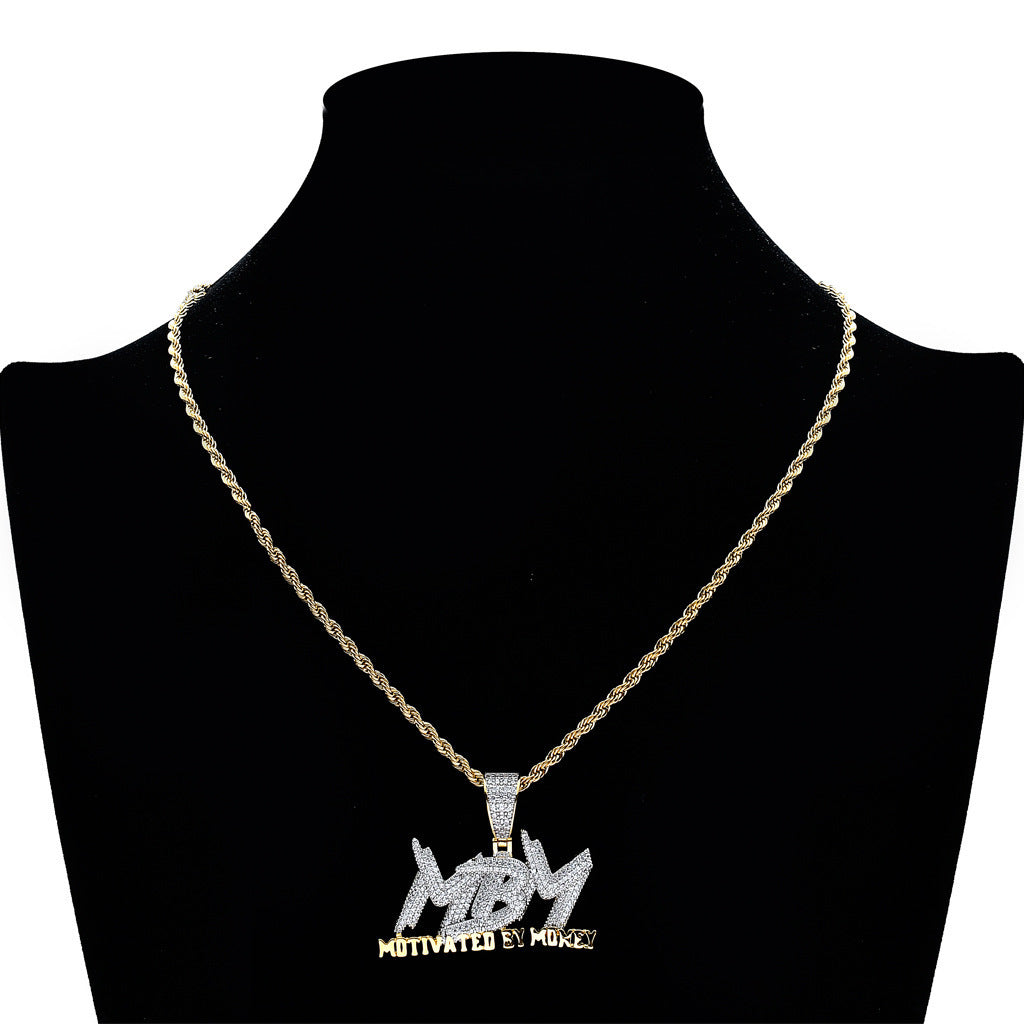 Hip Hop Minimalist Letter Copper Pendant Necklace for Men and Women