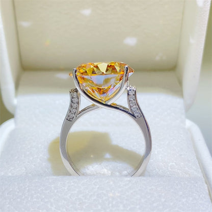 Yellow Moissanite Solitaire Ring for Women, Round Cut Engagement Ring, 1 Carat 2 Carat 3 Carat 5 Carat 10 Carat