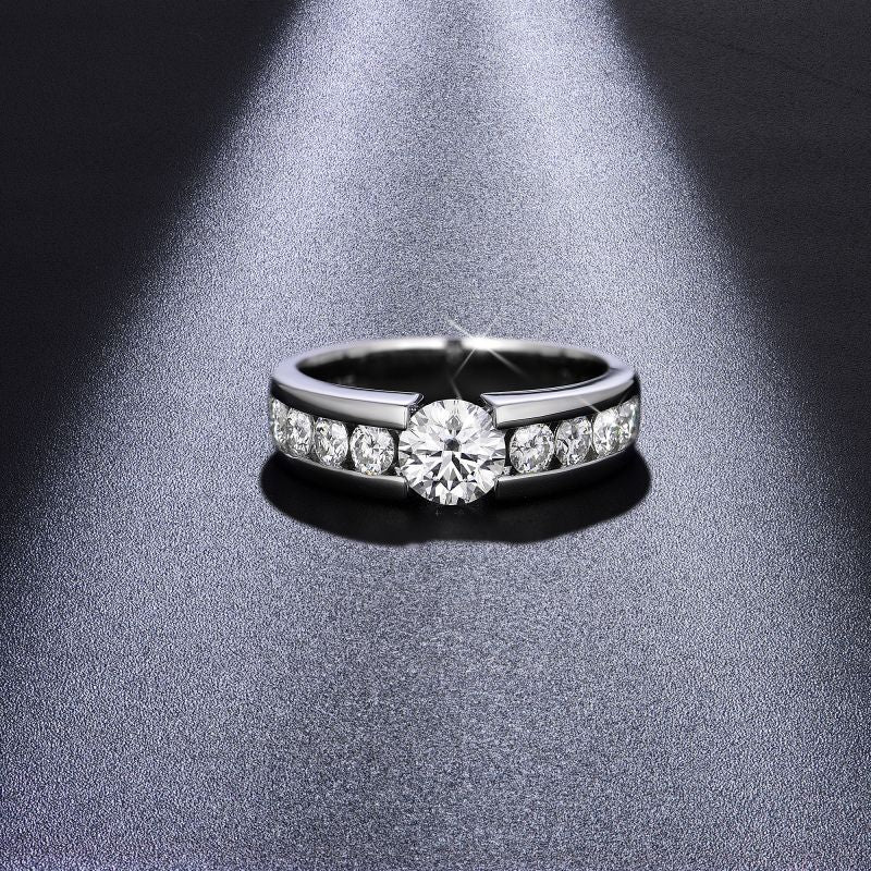 1 Carat Moissanite Ring, 925 Silver 18K Gold Plated Round Halo Band product image