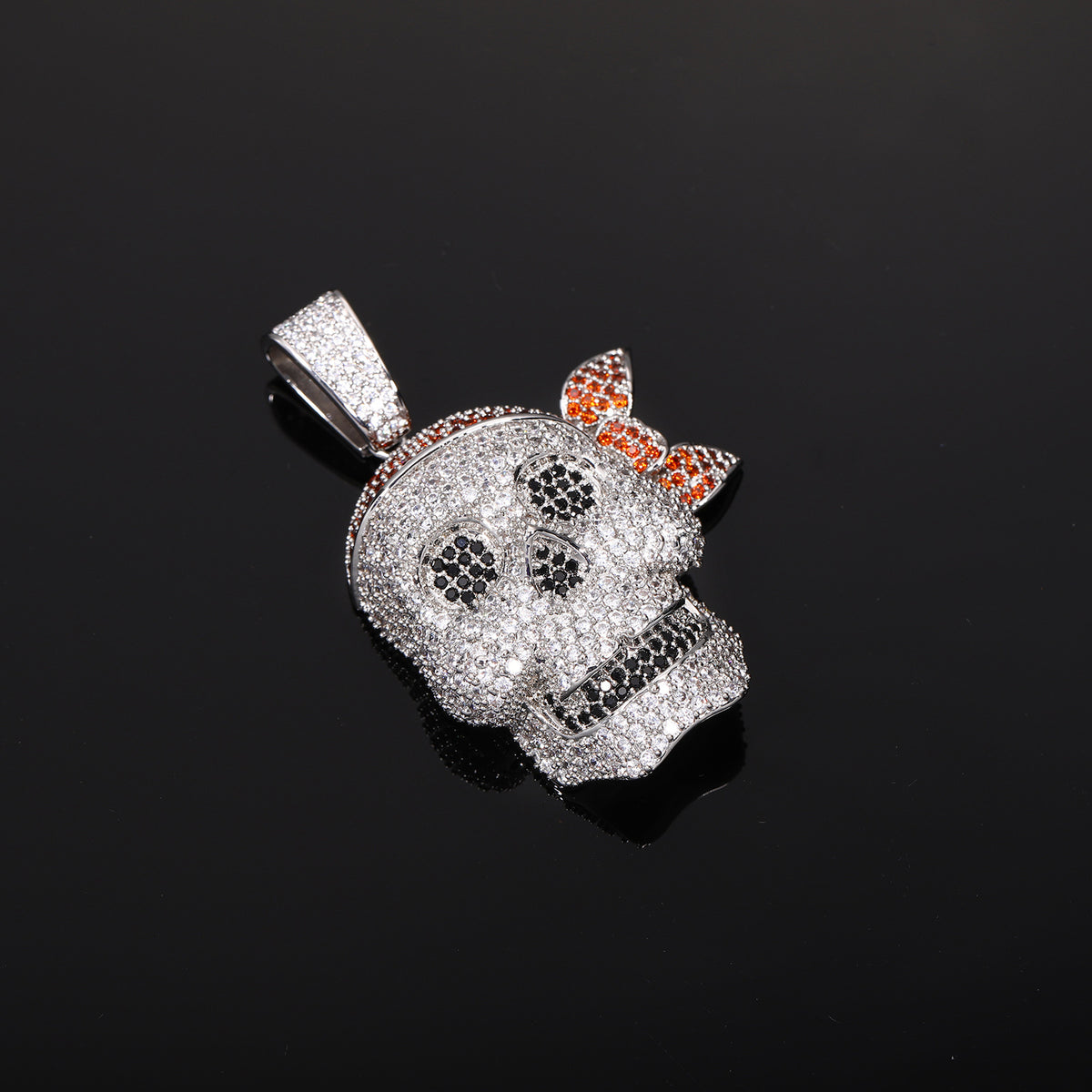 Iced Out Pirate Skull Pendant Necklace for Men - Hip Hop Cubic Zirconia Rope Chain Statement Jewelry product image