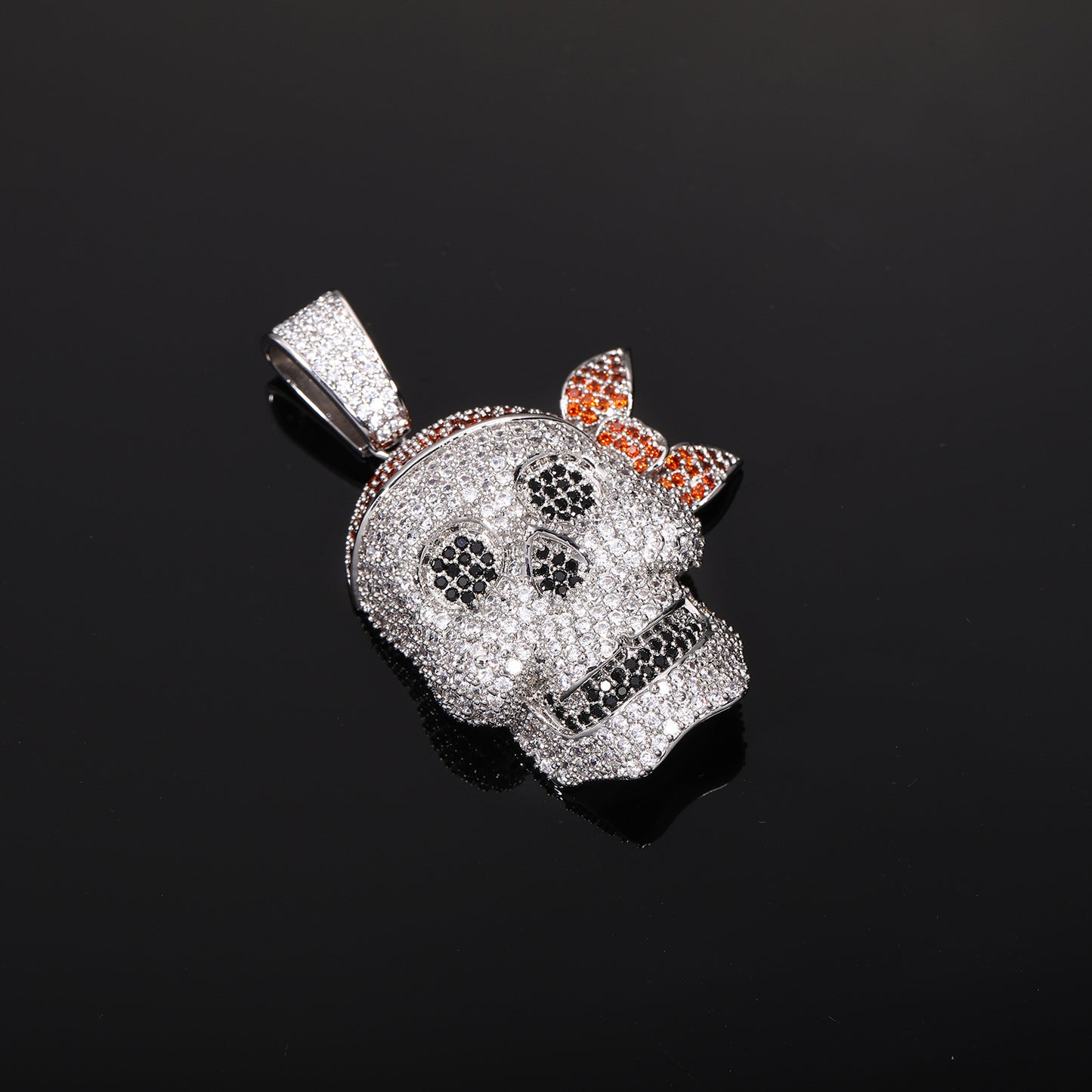 Iced Out Pirate Skull Pendant Necklace for Men - Hip Hop Cubic Zirconia Rope Chain Statement Jewelry product image