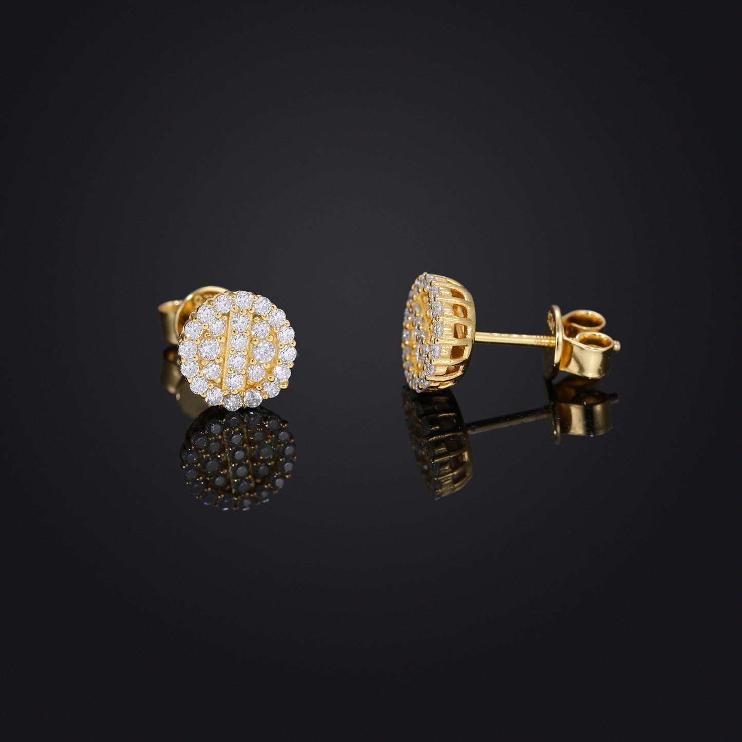 925 Sterling Silver Moissanite Round Stud Earrings Unisex Hip Hop Style product image