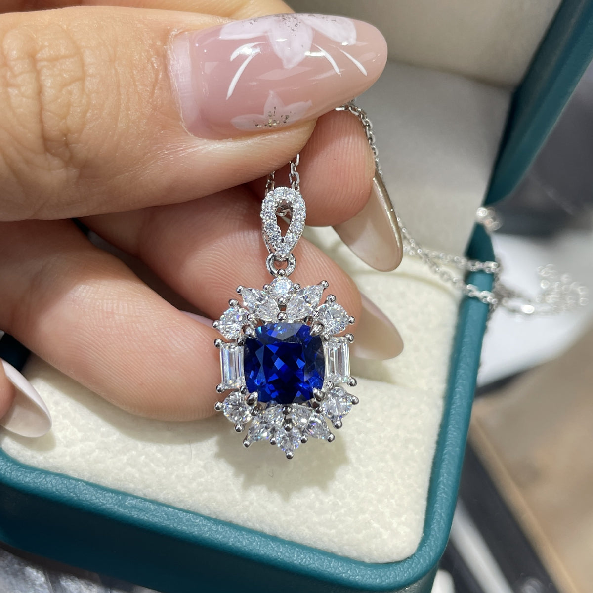 Royal Blue Sapphire-Style Jewelry Set | Ring, Necklace & Earrings product image