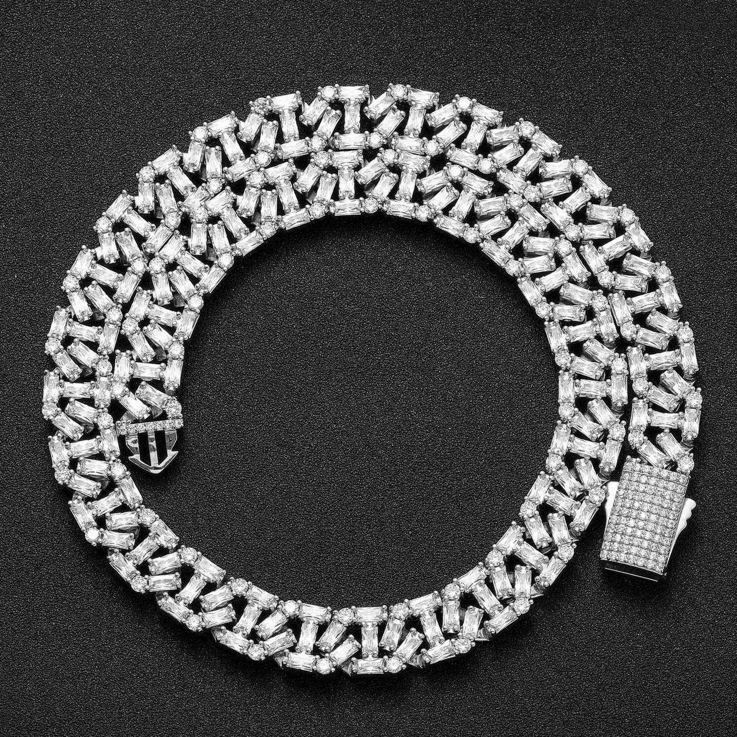 Hip Hop Punk Cuban Link Cubic Zirconia Necklace for Men