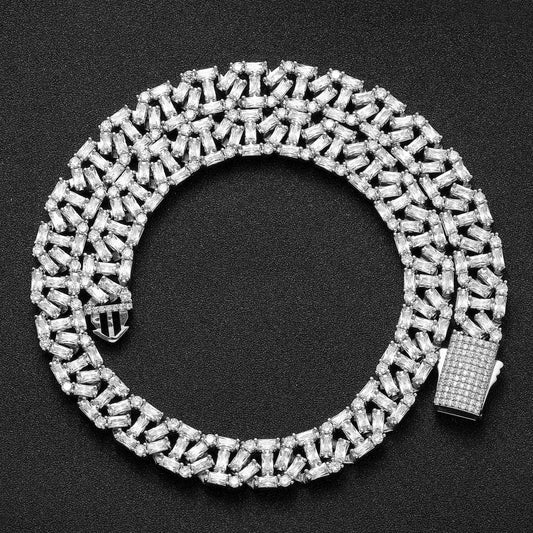 Hip Hop Punk Cuban Link Cubic Zirconia Necklace for Men