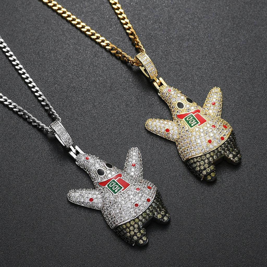 Geometric Round Cubic Zirconia Pendant Necklace for Men and Women