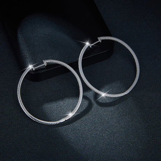 Large 50mm Pavé Hoop Earrings for Women, Round Crystal Hoops alternate product image