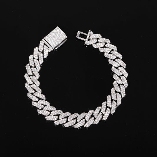 Iced Out Moissanite Cuban Link Bracelet for Men and Women - Gold or White Gold Tone alternate product image
