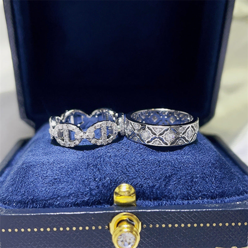 Moissanite Ring for Women, White-Tone U Shape Band Ring, Stackable Promise Ring in 2 Styles product image