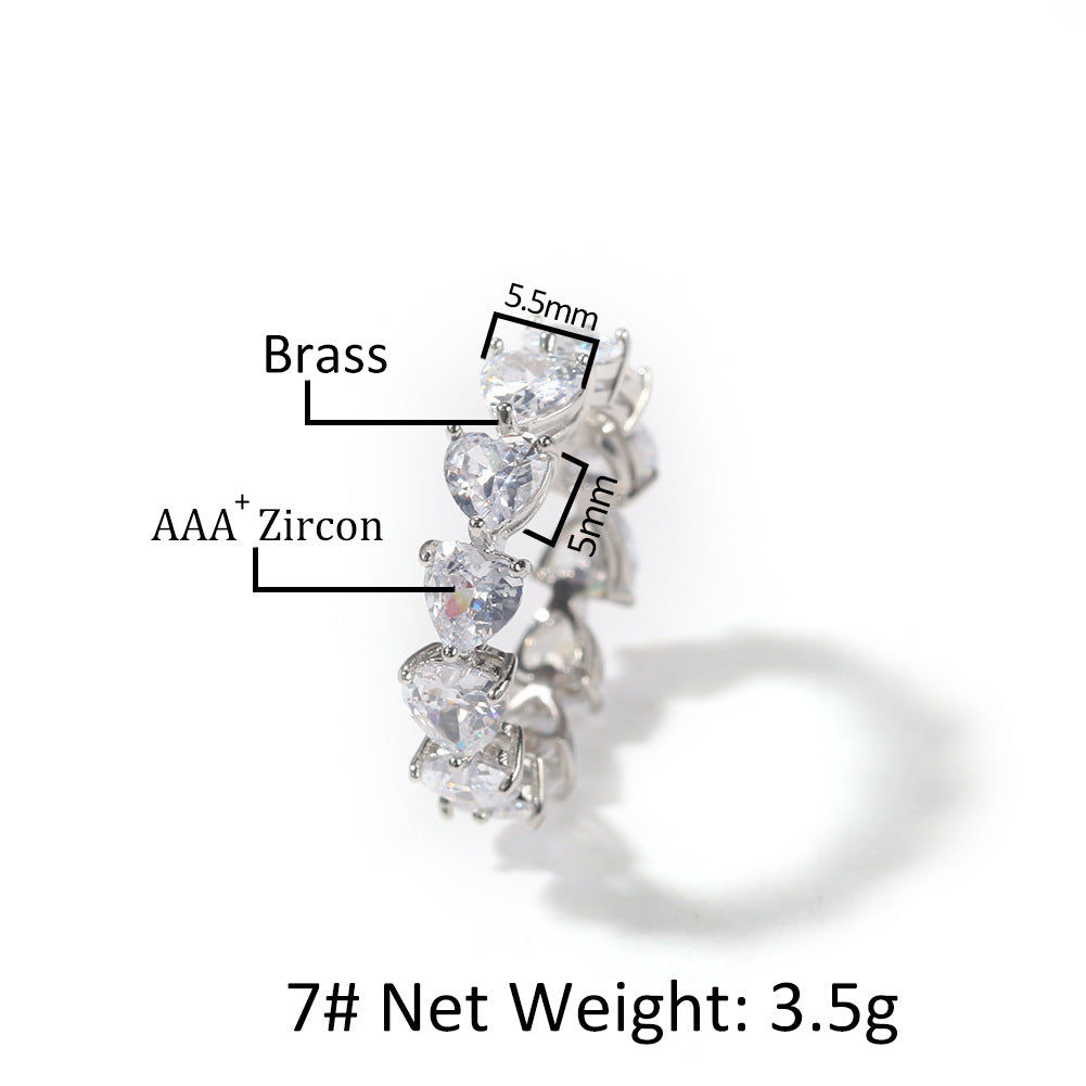 Heart Shaped Cubic Zirconia Ring for Women & Men – Trendy Gold and Silver Plated Statement Band