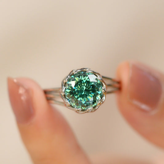 S925 Moissanite Halo Ring, 3.5 Carat Floral Promise Ring, Size 5-9 product image
