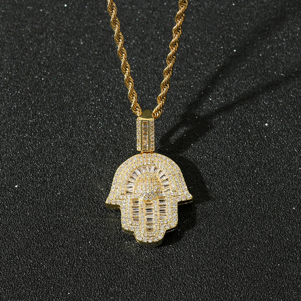 Hip Hop Vintage Fashion Cubic Zirconia Pendant Necklace for Men and Women