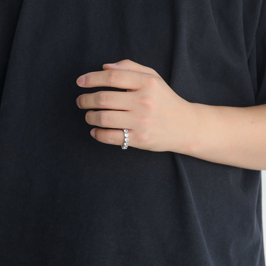 Hip Hop Heart Cubic Zirconia Ring for Men and Women